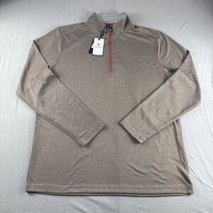 Maelreg Performance Pullover Polo Men L Brown 1/4 Zip Long Sleeve Sweatshirt NEW